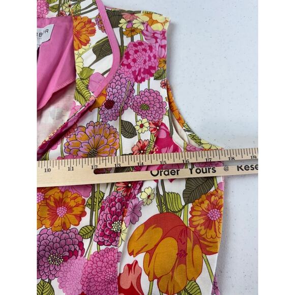Sag Harbor Petite Floral Vest 14P Pink Orange Button Front Vest Vintage Spring - Picture 6 of 9